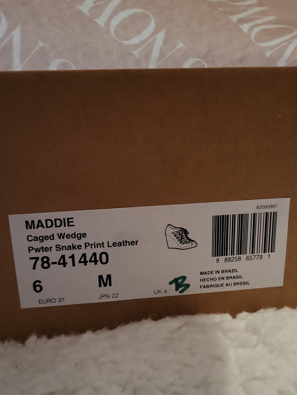 NWT Johnston & Murphy Pewter Snake Print Leather Maddie Caged Wedge Heel Size 6